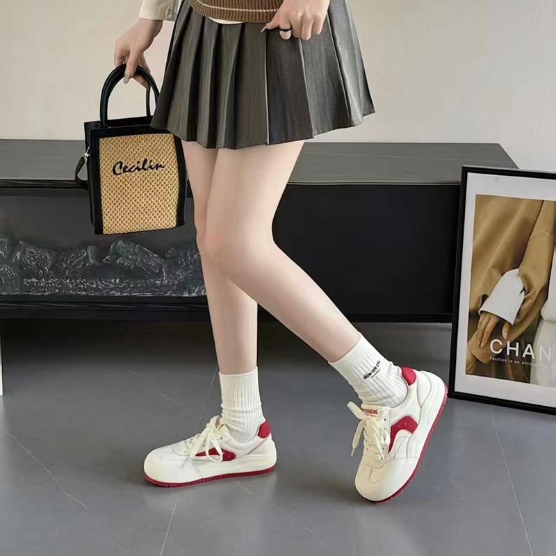 拼色厚底德训鞋女2026年春季新款韩版学生百搭厚底真皮运动小白鞋,女鞋,德训鞋,淘宝优惠券,粉丝福利购,淘宝优惠卷