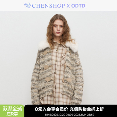 ODTD大肚纱撞色毛领外套