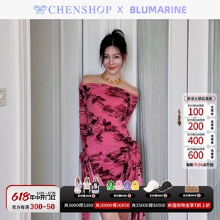 收腰紧身迷你裙连衣裙CHENSHOP设计师品牌 BLUMARINE玫瑰印花长袖