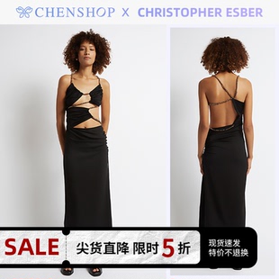 ESBER吊帶腰部交叉鏤空連衣裙CHENSHOP設計師品牌 CHRISTOPHER