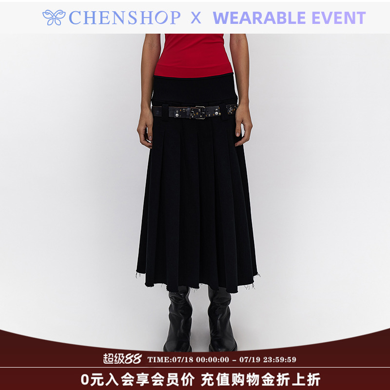 时尚罗纹腰带牛仔半身裙百搭