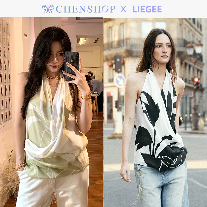 春夏新款Flora印花荡领背心T恤女