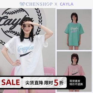 小众百搭CHENSHOP设计师品牌 CAYLA时尚 潮流四色logo印花T恤短袖