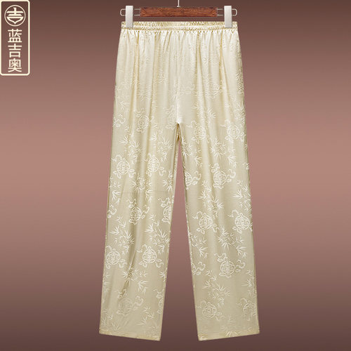 男士真丝桑蚕丝运动休闲裤