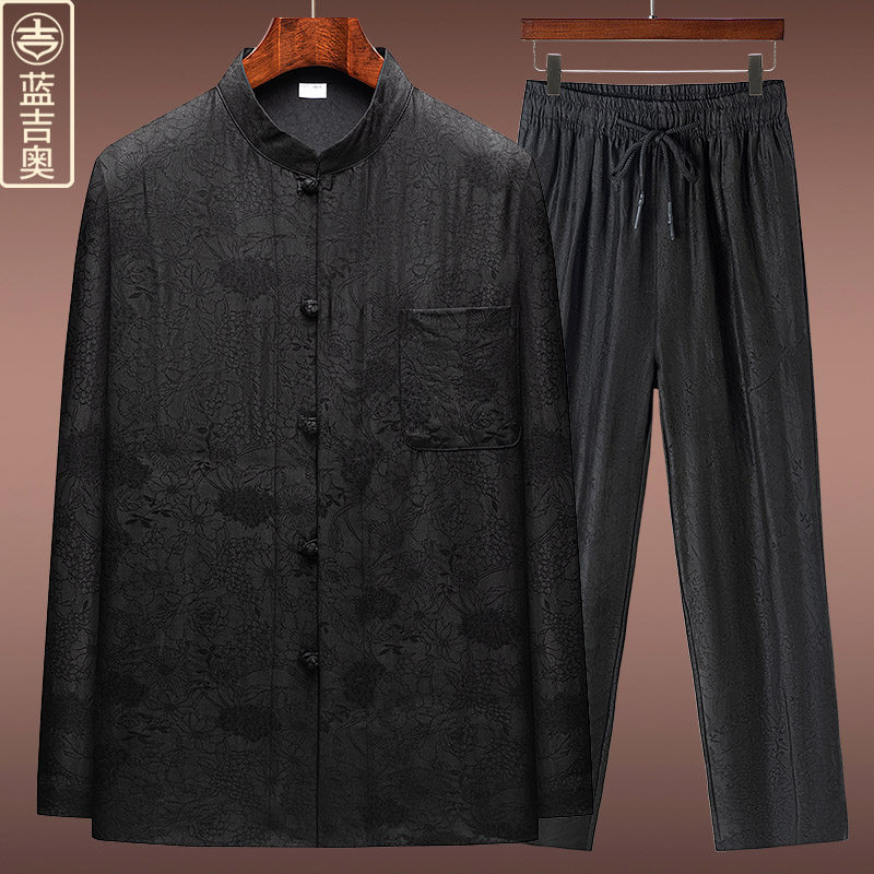 香云纱唐装男真丝桑蚕丝套装中式男装爸爸爷爷中老年人中国风禅服,男装,唐装,淘宝优惠券,粉丝福利购,淘宝优惠卷