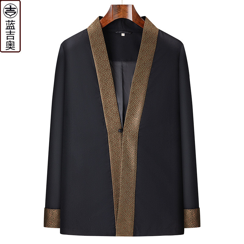 男士羊毛真丝混纺汉服中国风外套