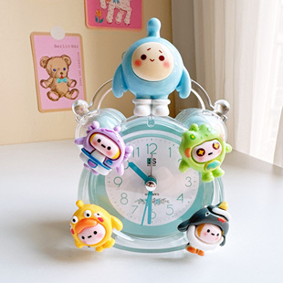 蛋仔派对夜灯静音桌面卡通学生宿舍小闹钟高颜值强力叫醒闹铃钟表