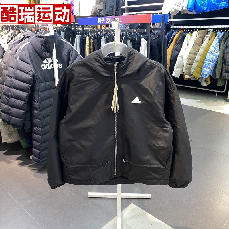 阿迪达斯梭织连帽夹克23年冬季运动茄克/外套