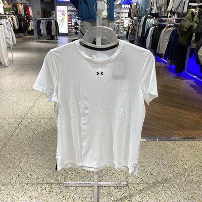 正品UA安德玛简约LOGO透气圆领训练健身女运动休闲短袖T恤6010870