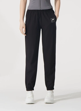 斯凯奇梭织女裤新款黑色运动裤跑步裤子收口束脚裤长裤P225W305