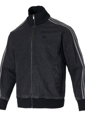Adidas阿迪达斯男士黑色立领牛仔运动外套休闲夹克KD1516