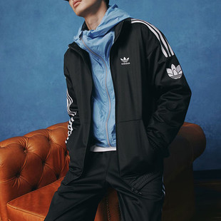阿迪达斯三叶草外套男装女装新款情款复古立领时尚运动夹克JL8396