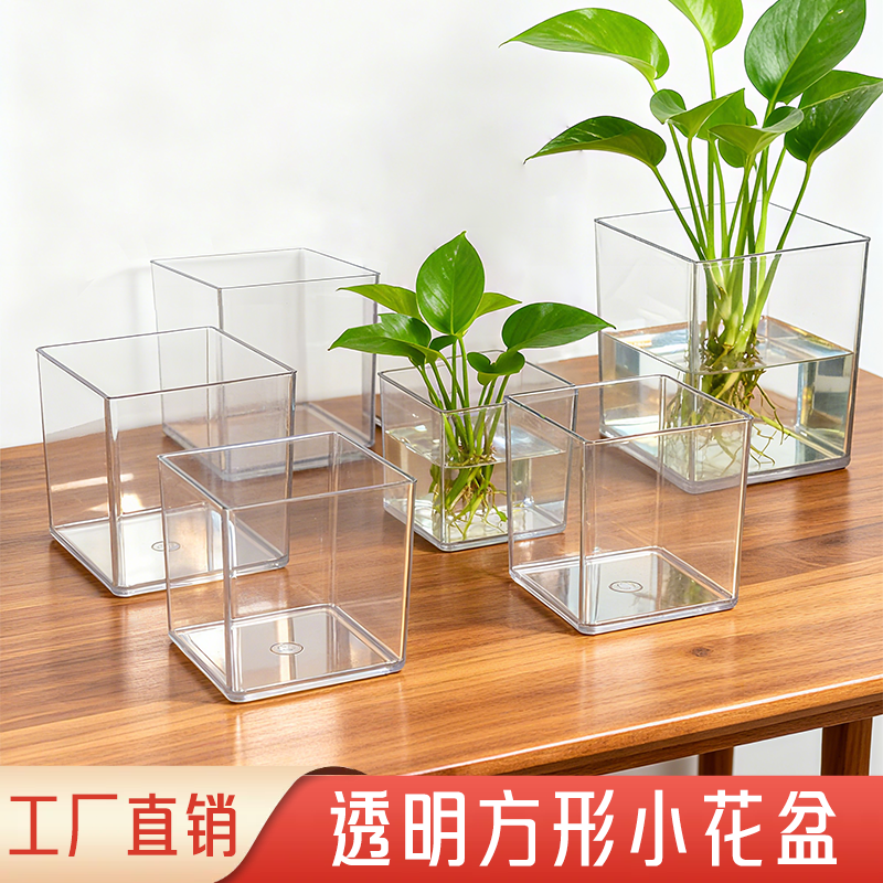 透明方形水培器皿多肉小鱼缸铜钱草绿植造型桌面收纳亚克力花瓶,鲜花速递/花卉仿真/绿植园艺,花盆,淘宝优惠券,粉丝福利购,淘宝优惠卷