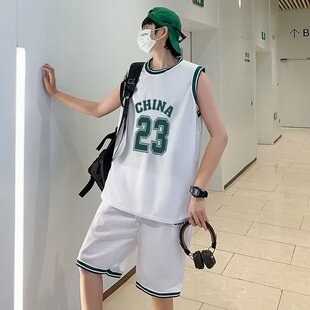 23号背心 宽松休闲运动套装 篮球风无袖 数字印花T恤男夏季