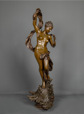 19世纪法国稀有纯铜雕塑大师签名