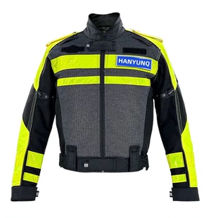 新款反光丝铁骑骑行服保暖摩托车香港龙虾服交通护卫男女防水防摔