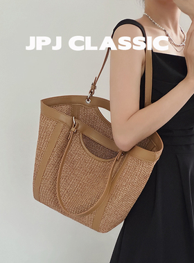 jpjclassic菜篮子草编包女慵懒休闲随性风单肩腋下手提包