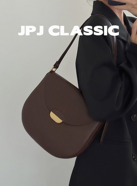 jpjclassic新款复古风马鞍包女牛皮单肩斜挎腋下包百搭通勤包