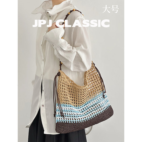 jpjclassic手工草编镂空托特包