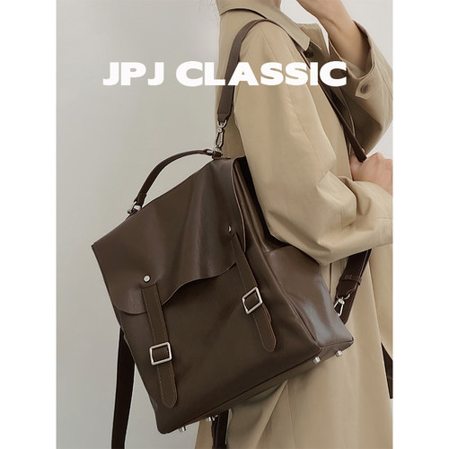 大容量旅游头层植鞣牛皮双肩背包