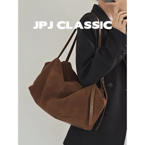 jpjclassic磨砂牛皮枕头包女波士顿单肩包通勤腋下包保龄球包