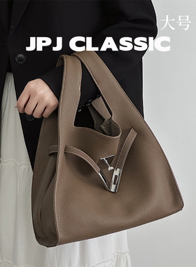 jpjclassic头层牛皮菜篮子凯莉包垃圾袋单肩斜挎水桶包软皮通勤包