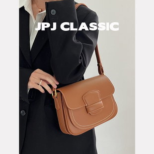 jpjclassic牛皮马鞍包女单肩斜挎腋下包女潮流时尚 通勤包百搭