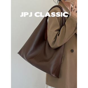 jpjclassic新品 牛皮托特包女单肩大容量通勤包复古风腋下包休闲