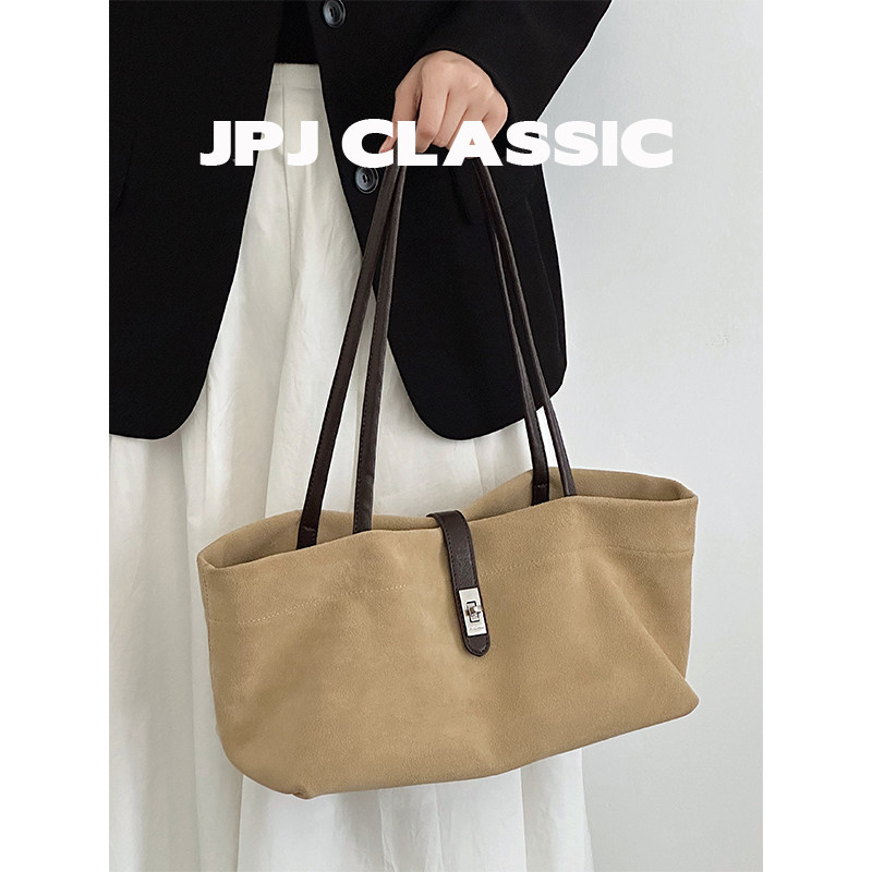 jpjclassic新款磨砂牛皮托特包单肩腋下包百搭通勤包软包