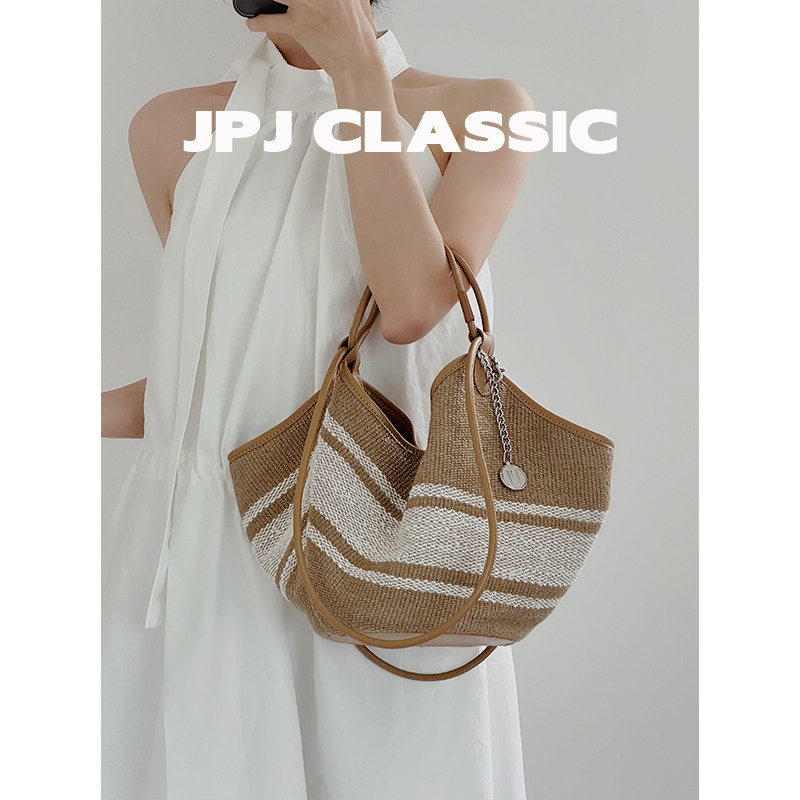 jpjclassic新款慵懒风托特包女单肩腋下包大容量通勤包撞色妈咪包