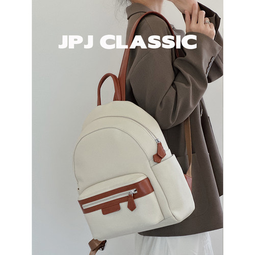 jpj旅游女双肩包头层牛皮书包