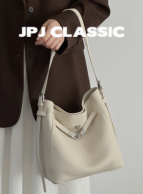 jpjclassic头层牛皮凯莉包女单肩斜挎水桶包休闲城市风软包托特包
