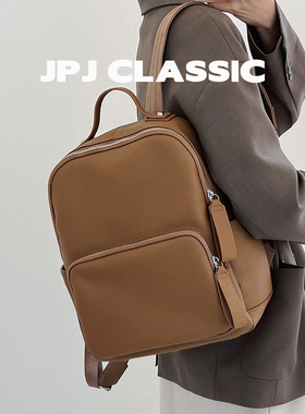 jpjclassic头层牛皮双肩包女大容量背包isn风书生书包旅游背包