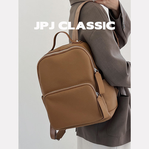 jpj牛皮双肩包女旅游背包