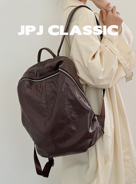 jpjclassic新款牛皮双肩包女大容量休闲旅游背包百搭电脑包潮
