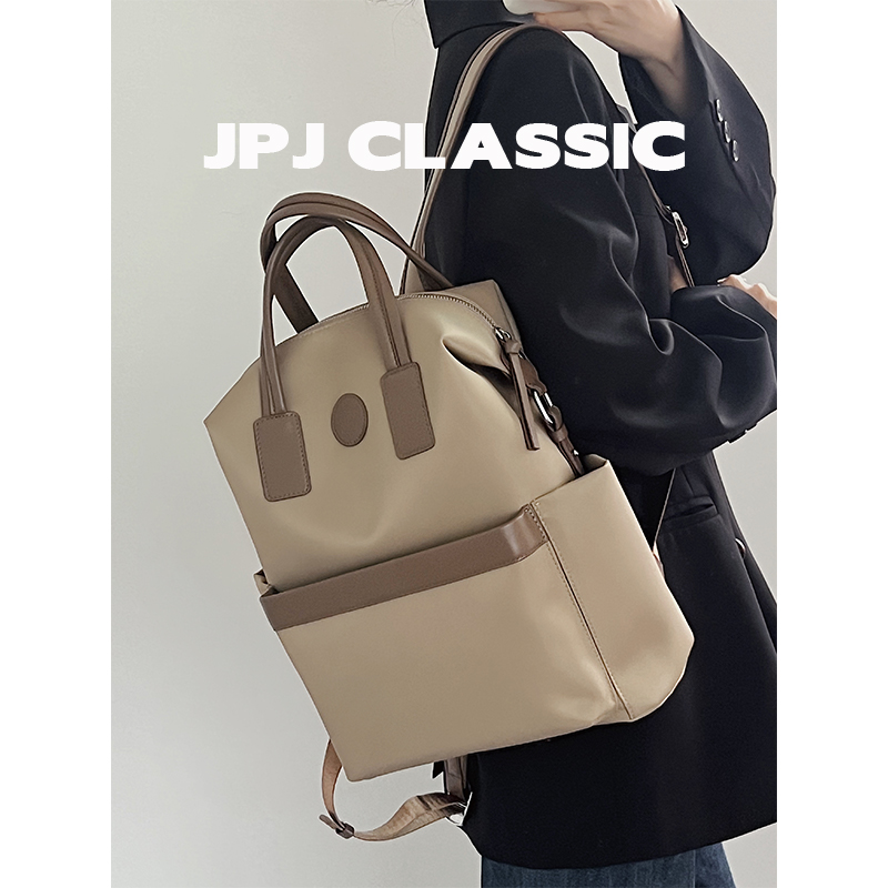 jpjclassic新款大容量双肩包女拉链尼龙轻便旅游背包通勤电脑包