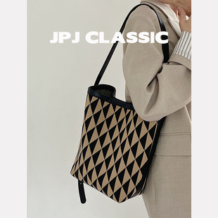 jpjclassic帆布托特女大容量休闲单肩妈咪包慵懒风水桶包通勤包
