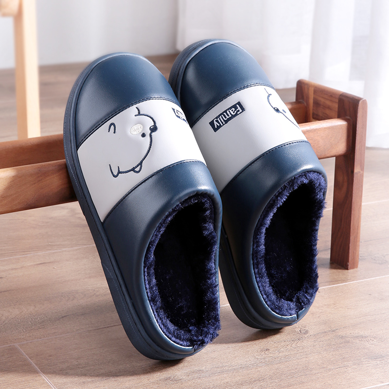 2025年新款防水棉拖鞋男士冬天室内居家家用保暖情侣包跟PU棉拖女