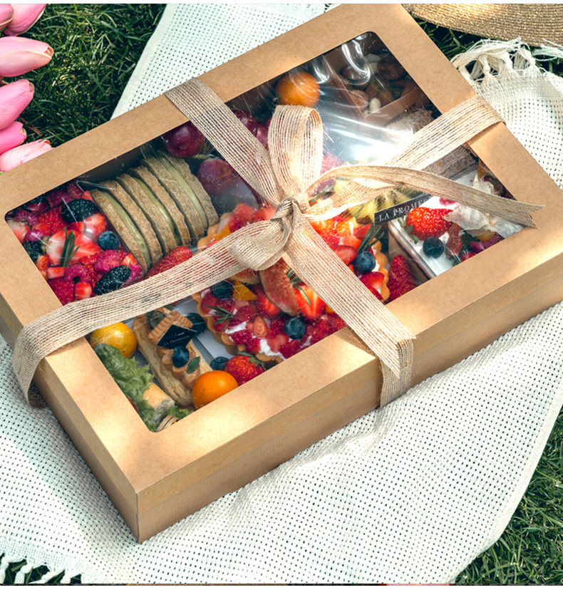 野餐盒下午茶盒子烧烤烤肉打包盒甜品水果收纳餐盒牛皮纸盒一次性,厨房/烹饪用具,点心包装盒/包装袋,淘宝优惠券,粉丝福利购,淘宝优惠卷