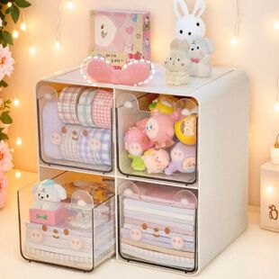 桌面收纳盒整理盒抽屉式容量大杂物收纳神器办公文具收纳架化妆品