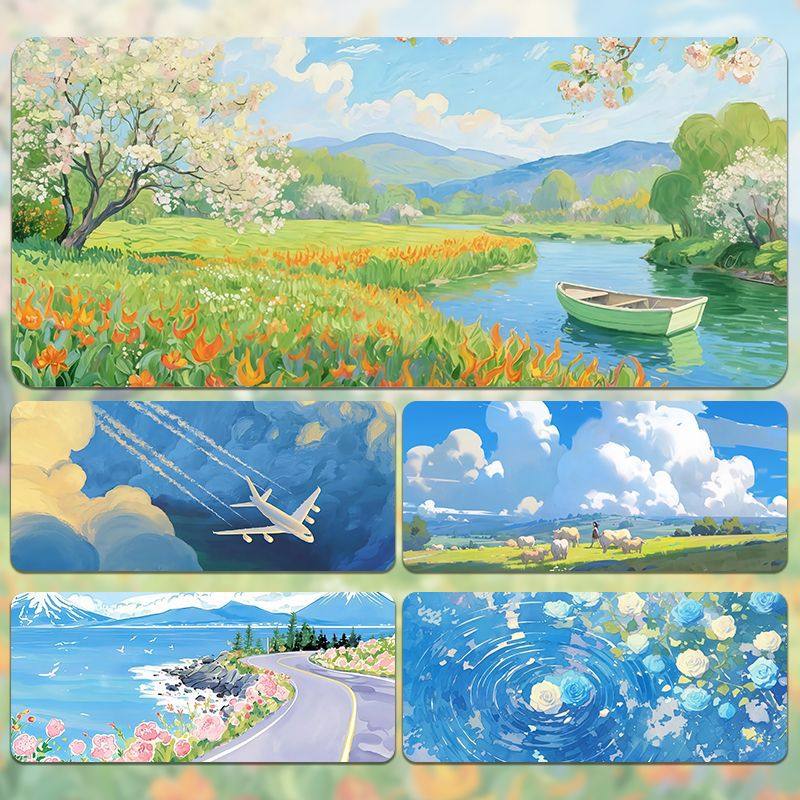 艺术油画风超大鼠标垫天然橡胶3mm厚游戏垫风景画动漫周边花卉图,电脑硬件/显示器/电脑周边,鼠标垫/贴/腕垫,淘宝优惠券,粉丝福利购,淘宝优惠卷