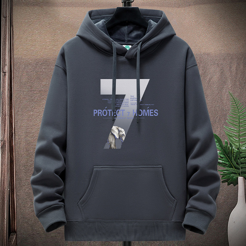 秋冬款时尚连帽卫衣青年男女加绒加厚套头纯棉帽衫宽松休闲打底衫