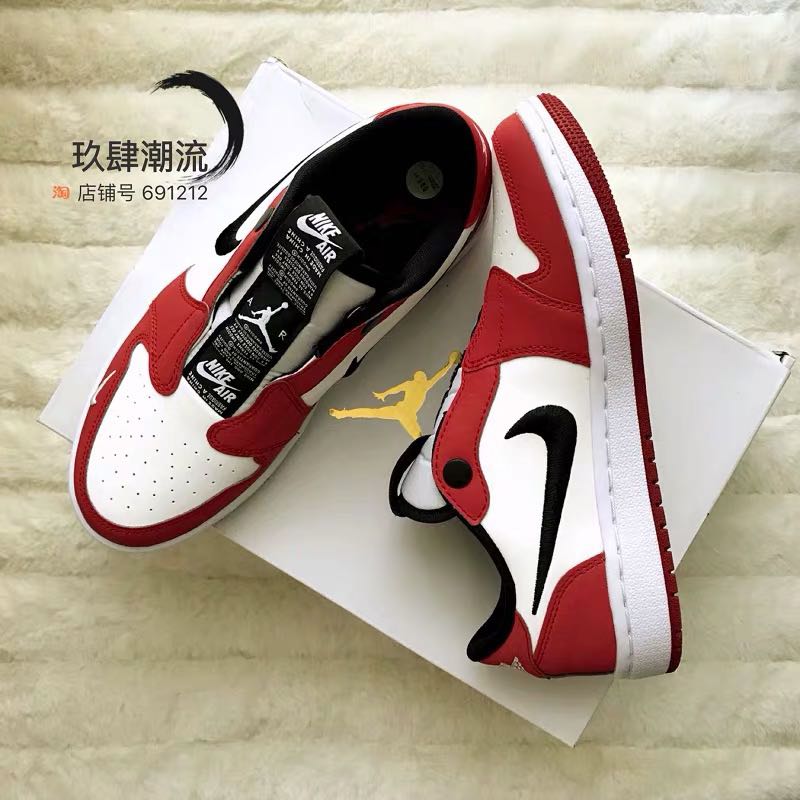 Air Jordan 1 Low AJ1芝加哥白红解构低帮无鞋带篮球鞋BQ8462-601 运动鞋new 篮球鞋 原图主图