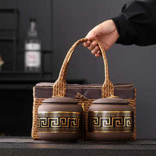 布包陶瓷茶叶罐紫砂密封罐六堡茶普洱茶空礼盒龙珠白茶红茶定制