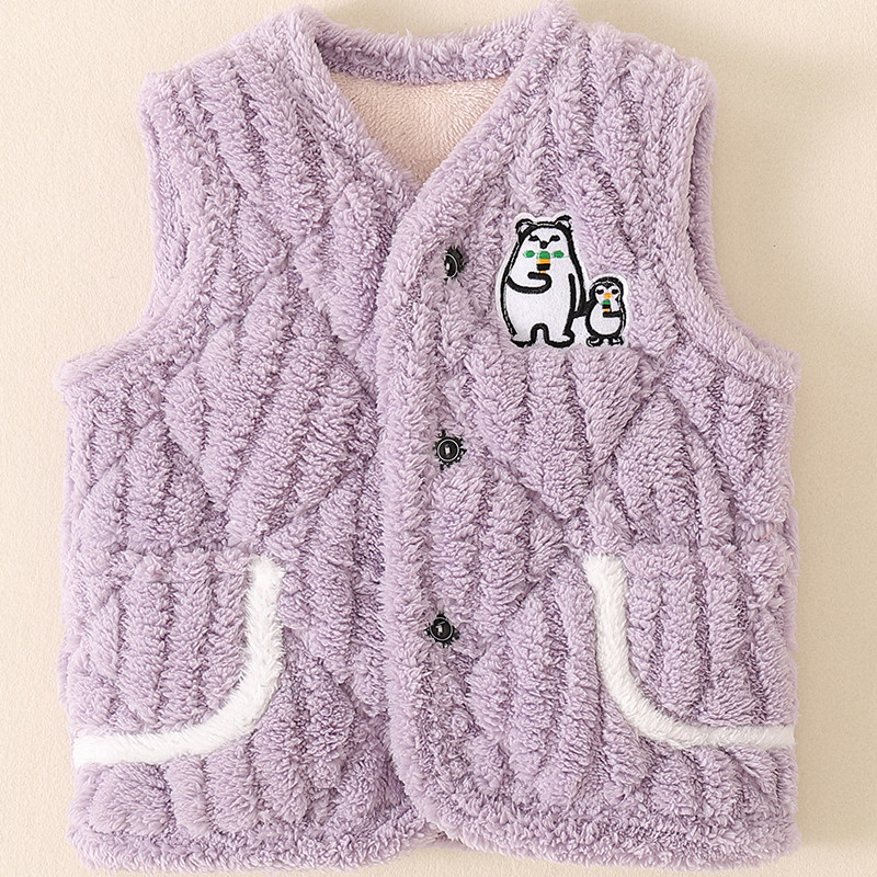 儿童夹棉背心女孩外穿加绒宝宝马甲睡衣内穿加厚款中大童家居服