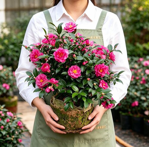 茶梅花苗盆栽四季红茶梅球树小玫瑰财神朝老桩大苗景阳台带花苞