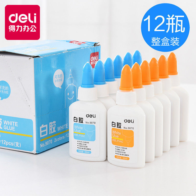 12瓶装得力白胶diy手工胶安全学生儿童手工大瓶胶水白乳胶包邮_虎窝淘