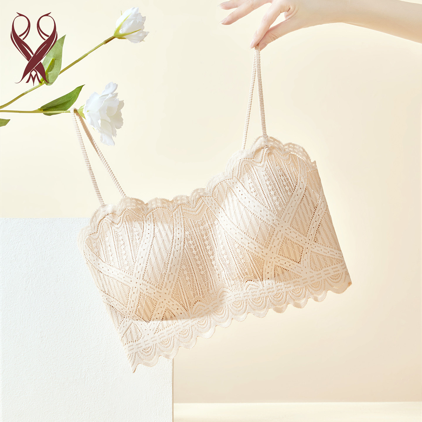 维倪雪细肩带抹胸内衣女美背防走光裹胸内搭外搭蕾丝吊带背心文胸