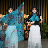 丝巾女轻薄时尚 洋气防晒披肩旅游拍照纱巾妈妈款 高级感护颈围巾