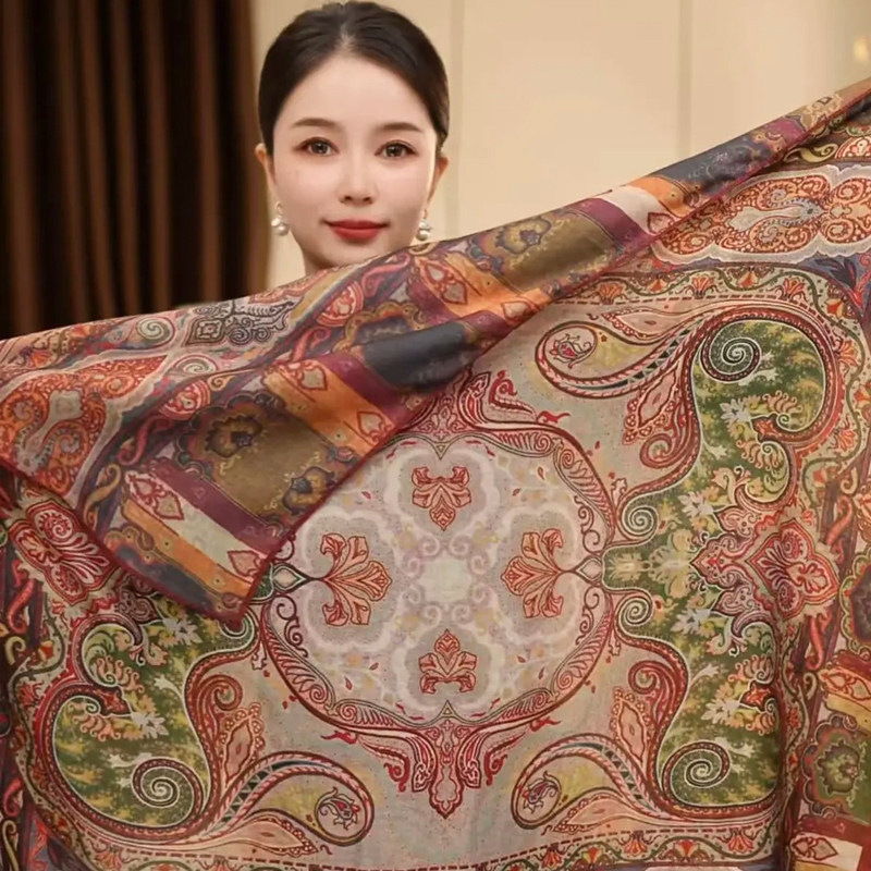 轻奢高级感大方巾女秋冬复古双面民族风围巾百搭护颈围脖洋气披肩